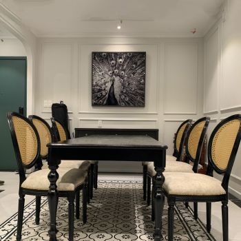 Bộ Bàn Ghế Ăn Louis XVI Không Tay Phong Cách INDOCHINE