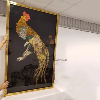 Tranh Kiếng Gà Trống Vẽ ngược 1 Mặt - 1 Mặt Xuôi