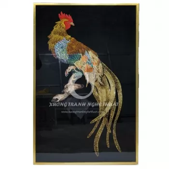 Tranh Kiếng Gà Trống Vẽ Ngược 1 Mặt
