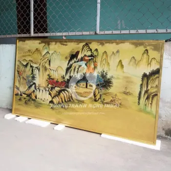Tranh Thủy Mặc Vẽ Trên Nền Dát Đồng