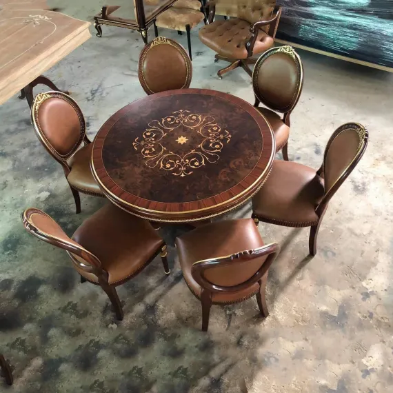 Bộ Bàn Ăn Louis XVI Bàn Tròn + Ghế Louis King Chair