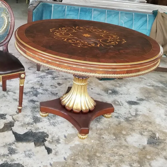 Bộ Bàn Ăn Louis XVI Bàn Tròn + Ghế Louis King Chair