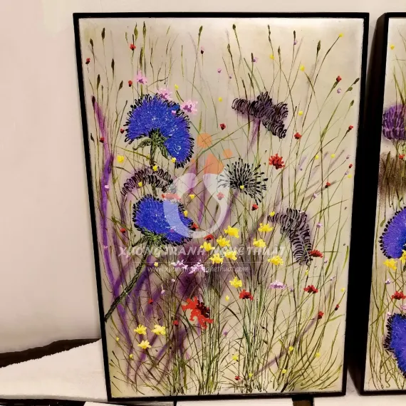 Cặp Tranh Hoa Cỏ Đắp Bột Đá Cặp Tranh Hoa Cỏ Đắp Bột Đá