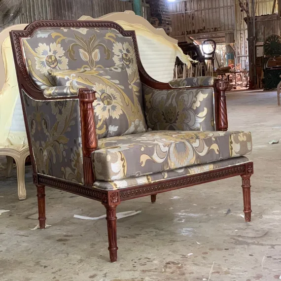 Sofa Đơn Louis XVI KATI Màu Nâu