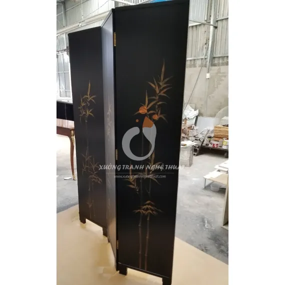 Tranh Bình Phong 04 Tấm Dán Lá Đồng XT01