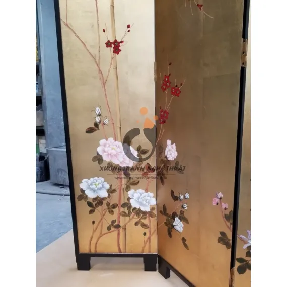 Tranh Bình Phong 04 Tấm Dán Lá Đồng XT01