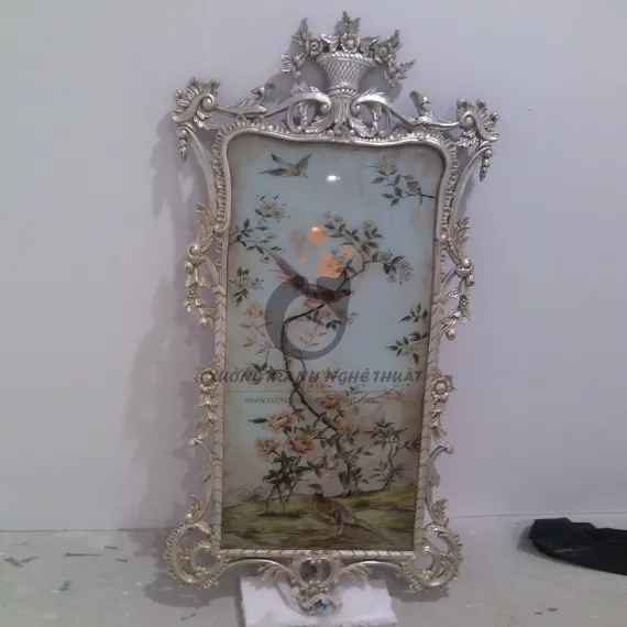 Tranh Kiếng Vẽ Ngược Khung Trạm Trổ XTT1