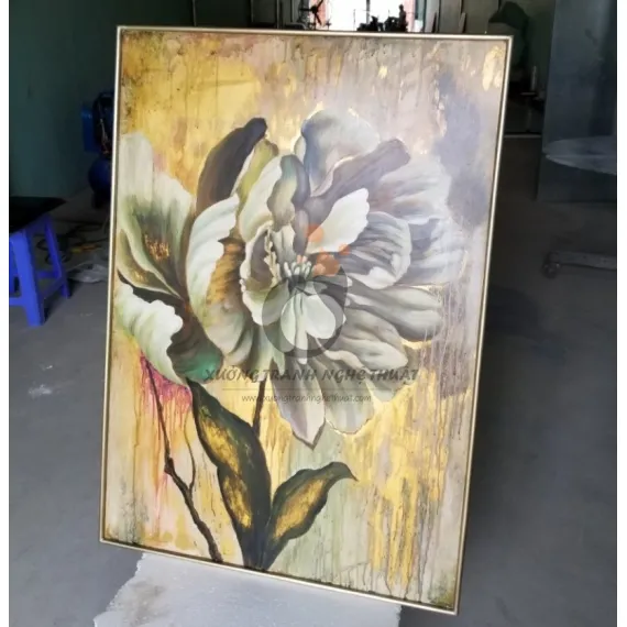Tranh Hoa Mẫu Đơn Vẽ Trên Nền Đồng