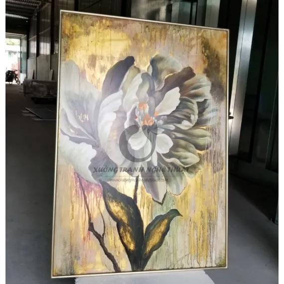 Tranh Hoa Mẫu Đơn Vẽ Trên Nền Đồng
