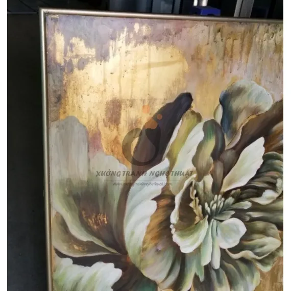 Tranh Hoa Mẫu Đơn Vẽ Trên Nền Đồng