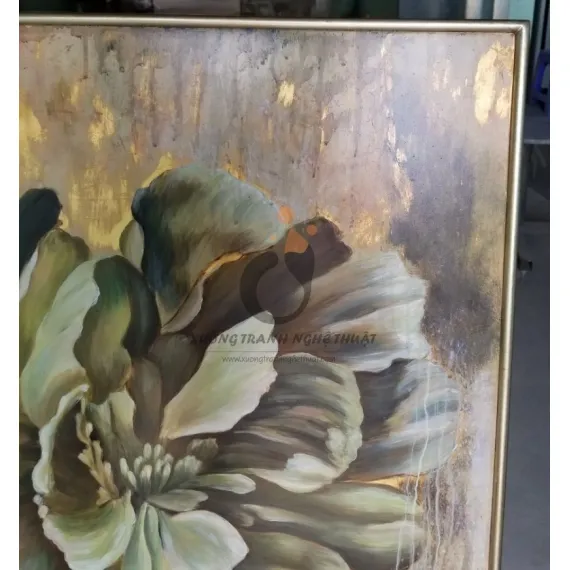 Tranh Hoa Mẫu Đơn Vẽ Trên Nền Đồng