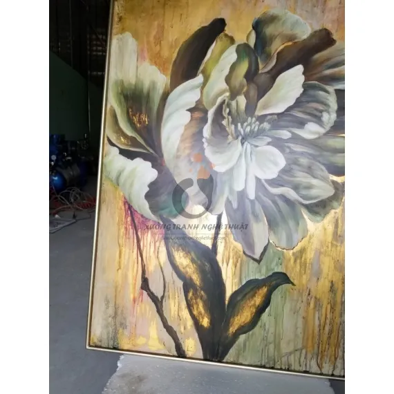 Tranh Hoa Mẫu Đơn Vẽ Trên Nền Đồng