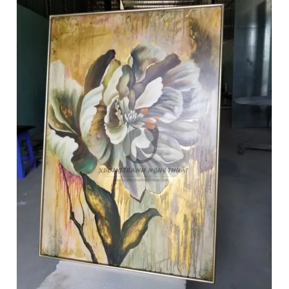 Tranh Hoa Mẫu Đơn Vẽ Trên Nền Đồng