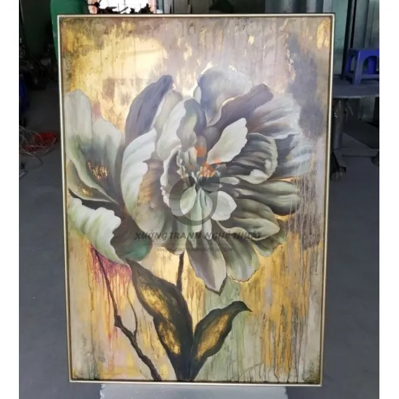 Tranh Hoa Mẫu Đơn Vẽ Trên Nền Đồng