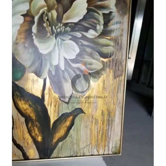 Tranh Hoa Mẫu Đơn Vẽ Trên Nền Đồng