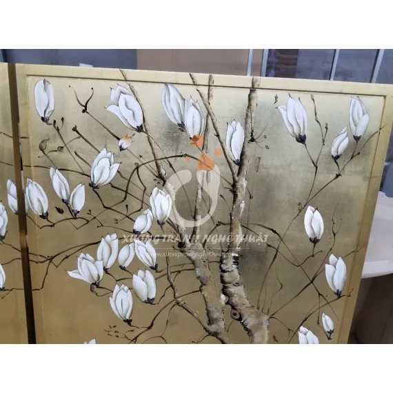 Tranh Hoa Mộc Lan Dán Lá Đồng