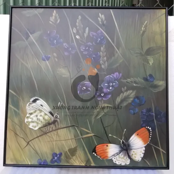 Tranh Hoa Và Bướm Vẽ Xuôi