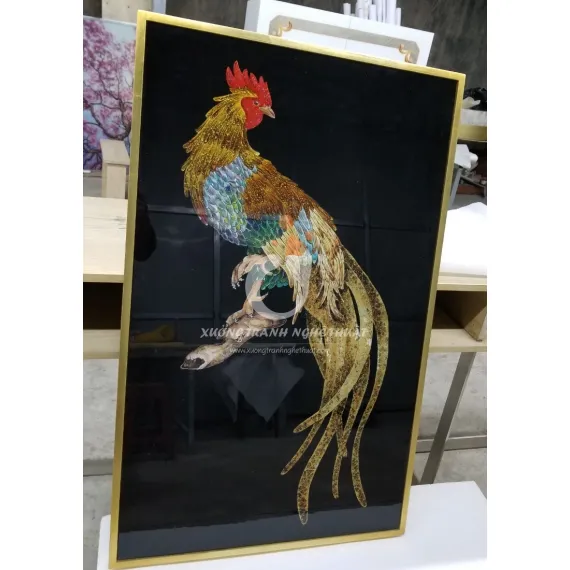 Tranh Kiếng Gà Trống Vẽ Ngược 1 Mặt