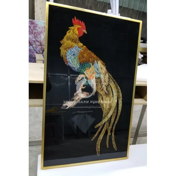 Tranh Kiếng Gà Trống Vẽ Ngược 1 Mặt