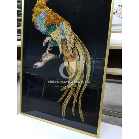 Tranh Kiếng Gà Trống Vẽ Ngược 1 Mặt