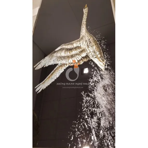 Tranh Thiên Nga Vẽ Ngược Trên Kiếng