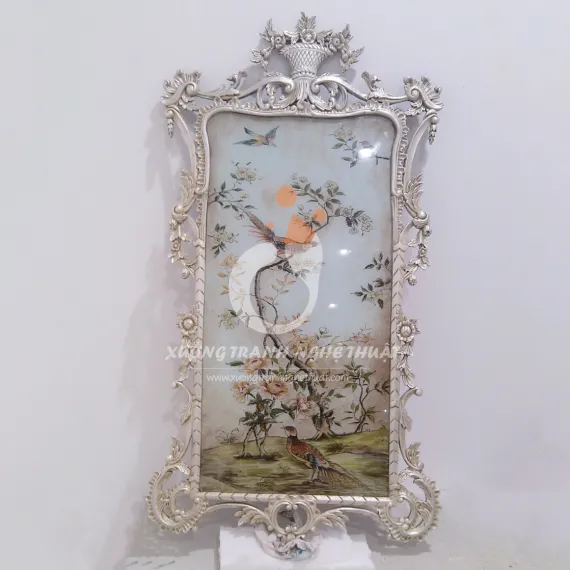 Tranh Kiếng Vẽ Ngược Khung Trạm Trổ XTT1