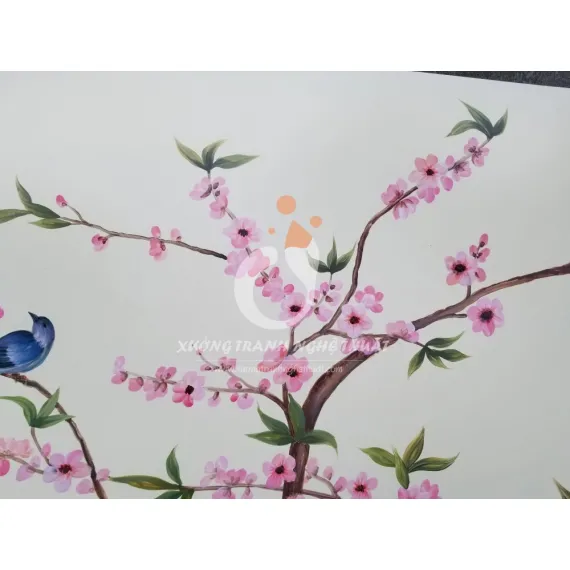 Tranh Sơn Dầu Chim Và Hoa Khoe Sắc