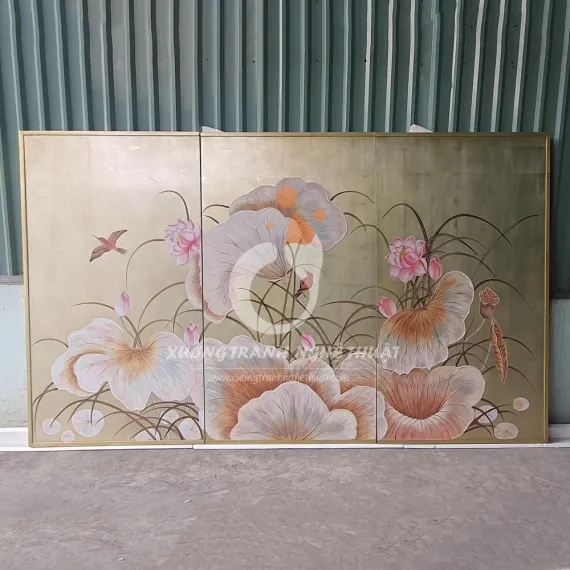 Tranh Sơn Dầu Hoa Sen Đắp Nổi