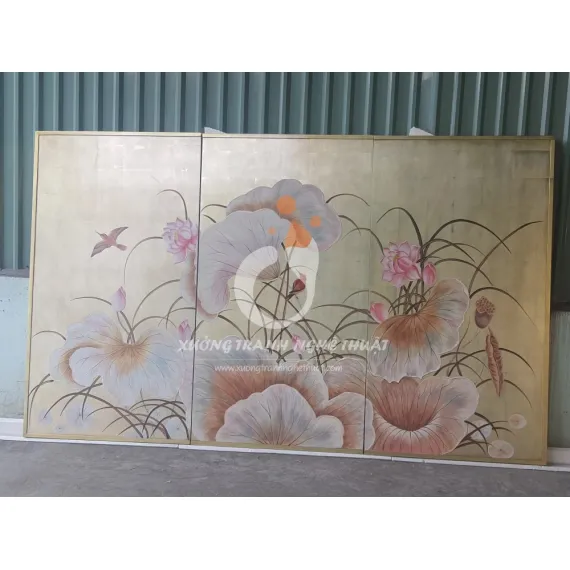 Tranh Sơn Dầu Hoa Sen Đắp Nổi