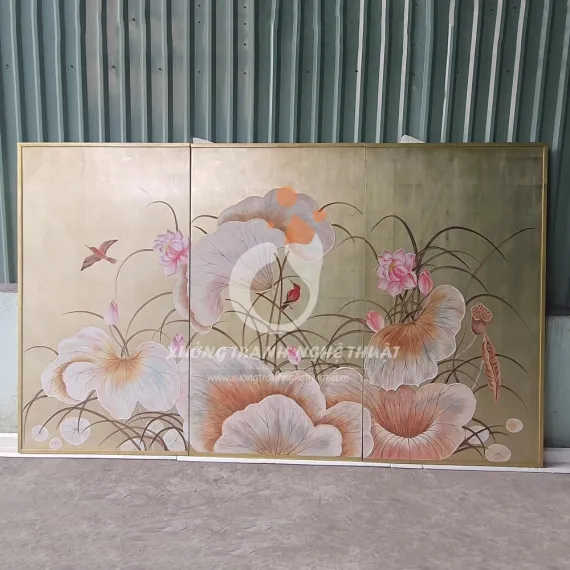 Tranh Sơn Dầu Hoa Sen Đắp Nổi