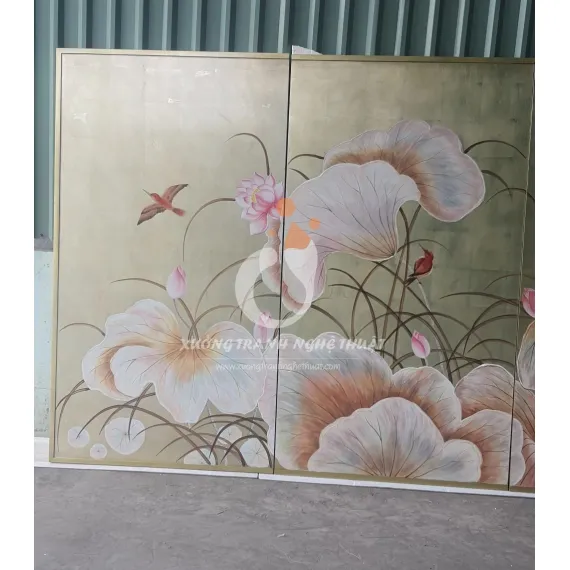 Tranh Sơn Dầu Hoa Sen Đắp Nổi