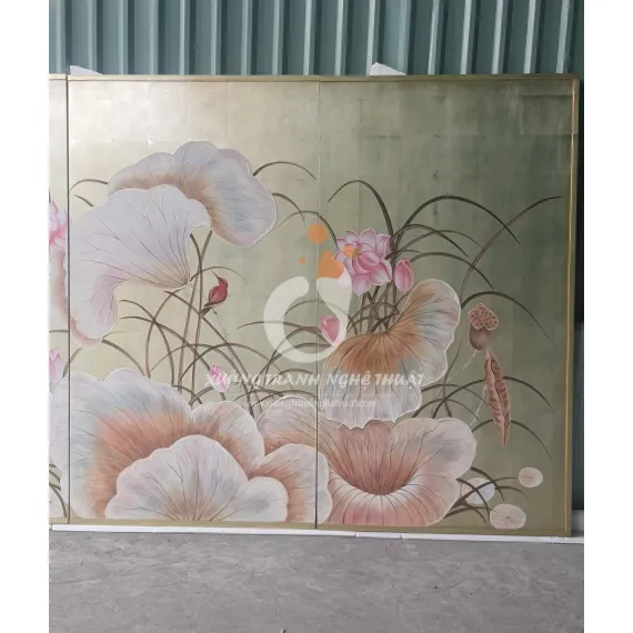 Tranh Sơn Dầu Hoa Sen Đắp Nổi