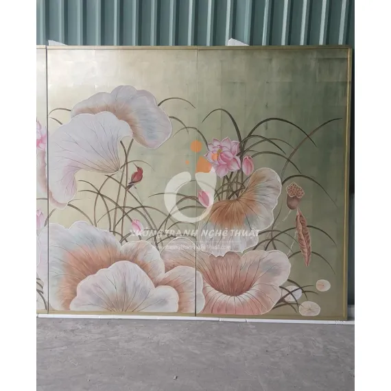 Tranh Sơn Dầu Hoa Sen Đắp Nổi