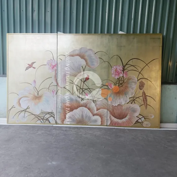 Tranh Sơn Dầu Hoa Sen Đắp Nổi