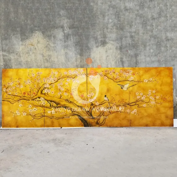 Tranh Sơn Dầu Vẽ Cây Hoa Đào Cổ Thụ Nền Dặm Cổ Tranh Sơn Dầu Vẽ Cây Hoa Đào Cổ Thụ Nền Dặm Cổ