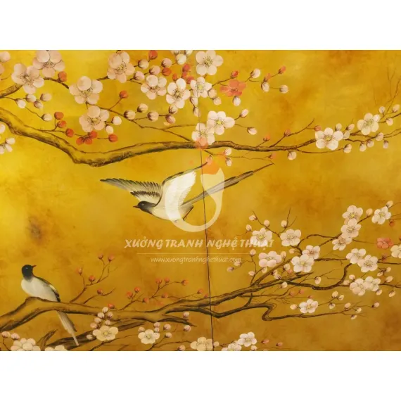 Tranh Sơn Dầu Vẽ Cây Hoa Đào Cổ Thụ Nền Dặm Cổ Tranh Sơn Dầu Vẽ Cây Hoa Đào Cổ Thụ Nền Dặm Cổ