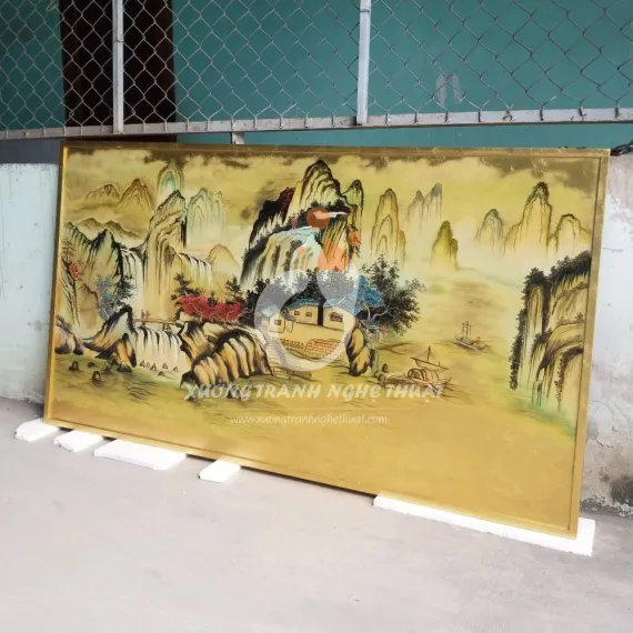 Tranh Thủy Mặc Vẽ Trên Nền Dát Đồng