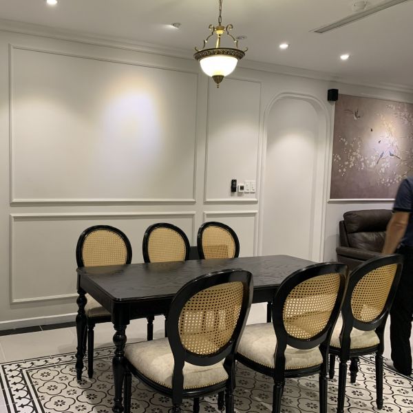 Bộ Bàn Ghế Ăn Louis XVI Không Tay Phong Cách INDOCHINE