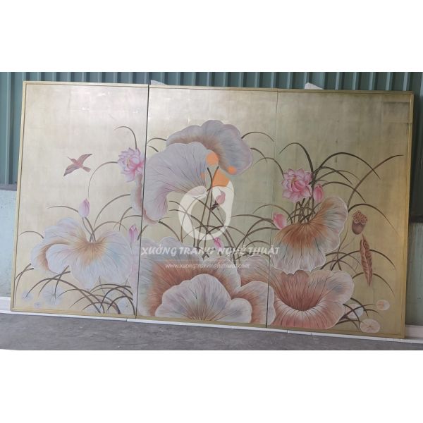 Tranh Sơn Dầu Hoa Sen Đắp Nổi