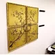 Bộ Tranh Kiếng 4 Tấm Vẽ Ngược Trên Nền Đồng