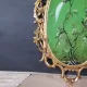Tranh Kiếng Hình Ovan Dát Vàng Nền Màu Xanh