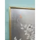 Cặp Tranh Chim Trên Cành Cây Hoa Vẽ Trên Nền Vải Bố Dát Bạc