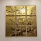 Bộ Tranh Kiếng Hoa Đào 09 Tấm Vẽ Ngược Trên Nền Đồng