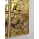Bộ Tranh Kiếng Hoa Đào 09 Tấm Vẽ Ngược Trên Nền Đồng