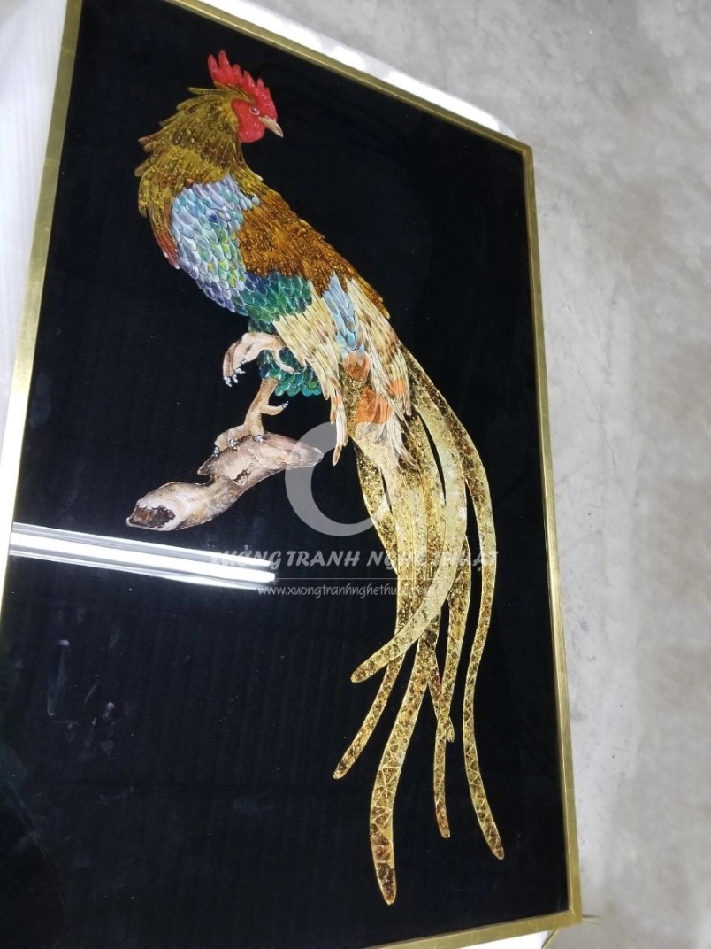 Tranh Kiếng Gà Trống Vẽ Ngược 1 Mặt