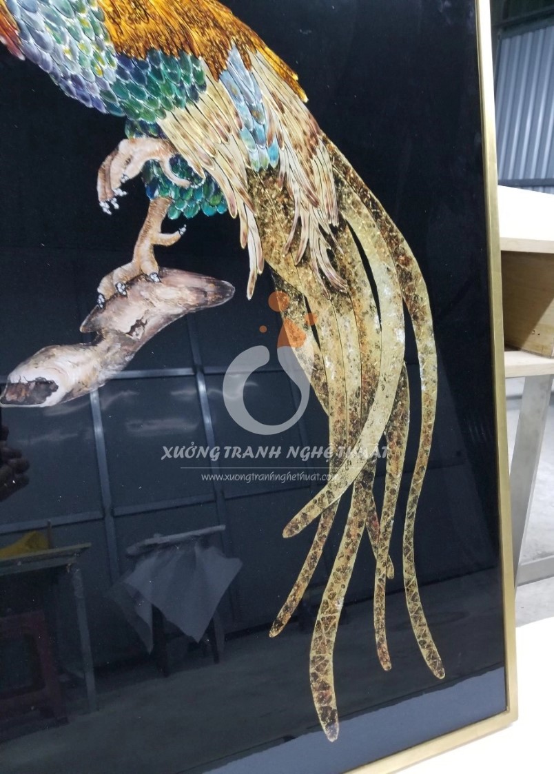 Tranh Kiếng Gà Trống Vẽ Ngược 1 Mặt