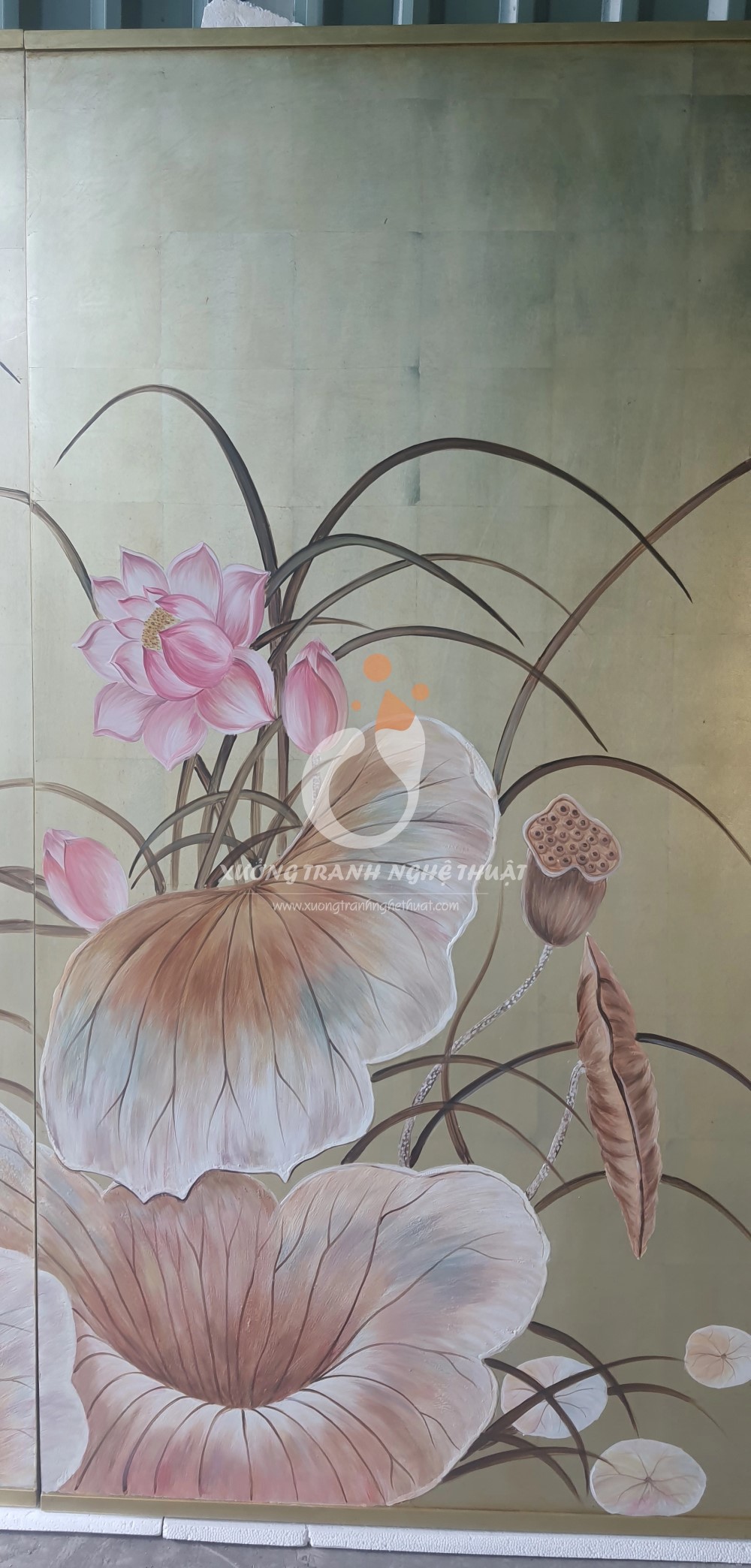 Tranh Sơn Dầu Hoa Sen Đắp Nổi