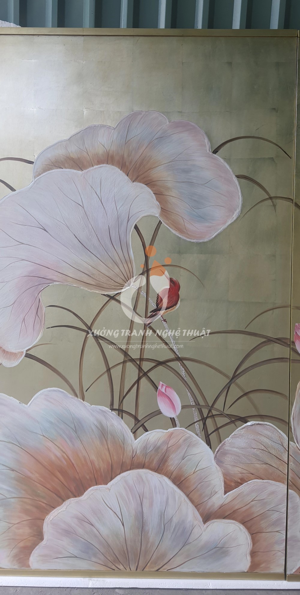 Tranh Sơn Dầu Hoa Sen Đắp Nổi