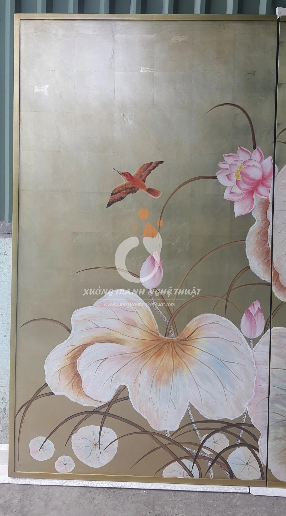 Tranh Sơn Dầu Hoa Sen Đắp Nổi